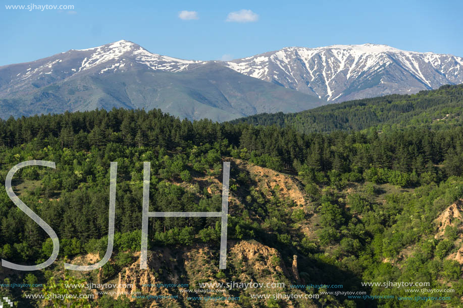 Amazing Spring Landscape near rock formation Stob pyramids, Rila Mountain, Kyustendil region, Bulgaria