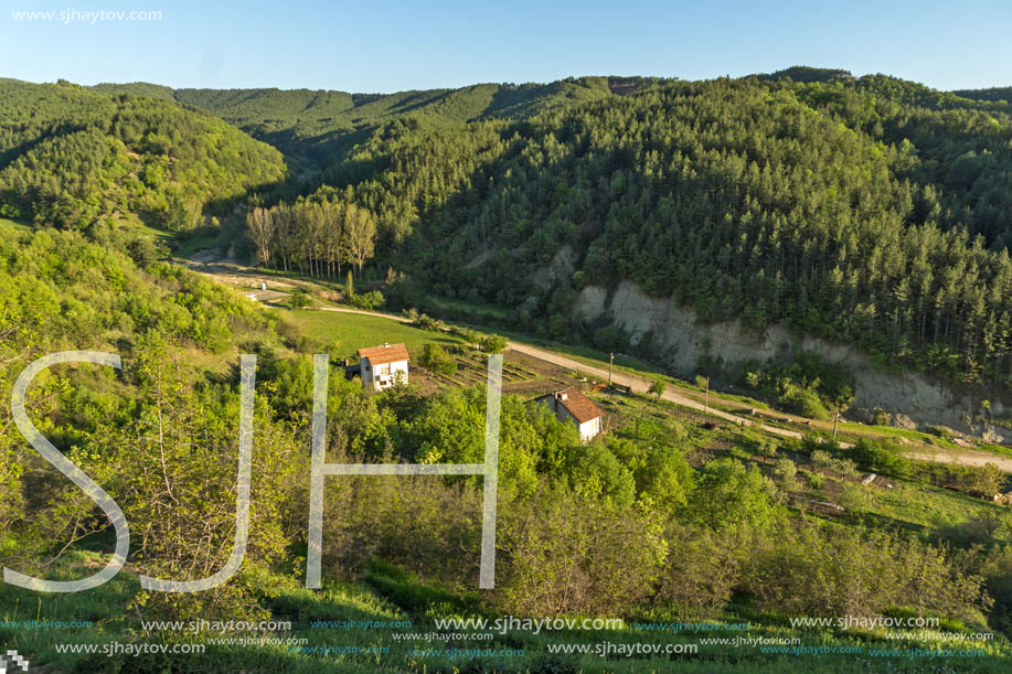 Amazing Spring Landscape near rock formation Stob pyramids, Rila Mountain, Kyustendil region, Bulgaria