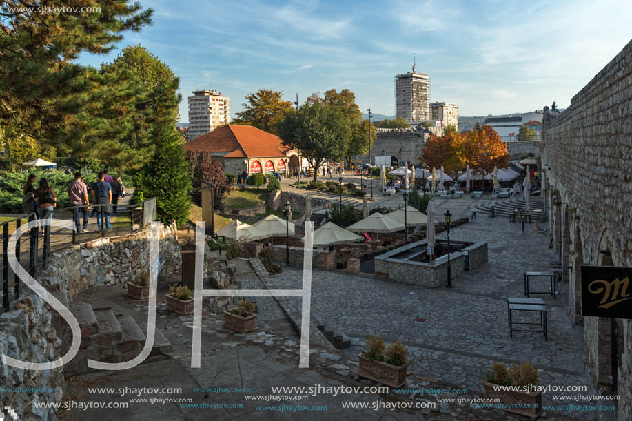 NIS, SERBIA- OCTOBER 21, 2017: Inside view of Fortress and panorama to City of Nis, Serbia