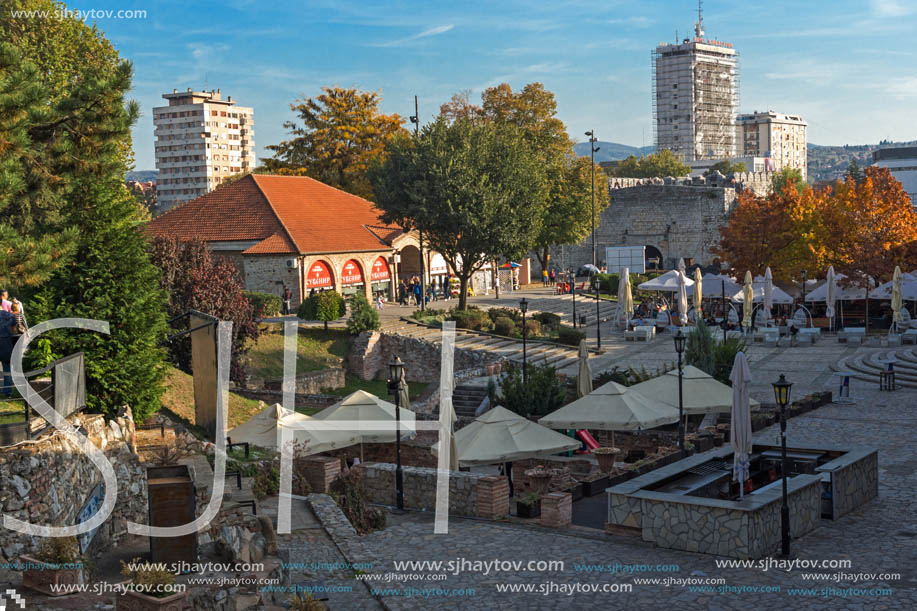 NIS, SERBIA- OCTOBER 21, 2017: Inside view of Fortress and panorama to City of Nis, Serbia