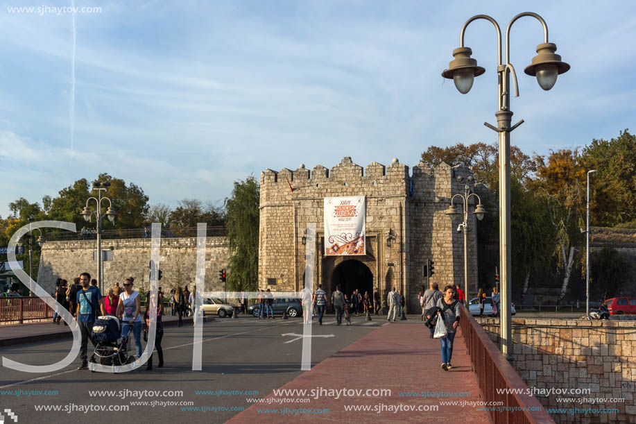 NIS, SERBIA- OCTOBER 21, 2017: Sunset view of entrance of Fortress of city of Nis, Serbia