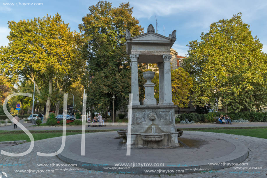 NIS, SERBIA- OCTOBER 21, 2017: Chair fountain at central street of City of Nis, Serbia