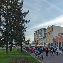 NIS, SERBIA- OCTOBER 21, 2017: Walking people on central street of City of Nis, Serbia