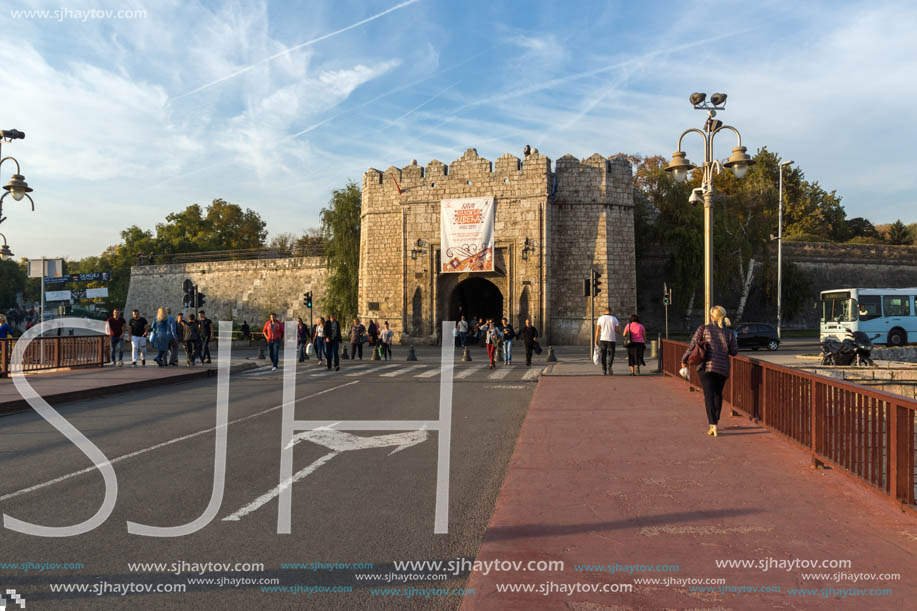 NIS, SERBIA- OCTOBER 21, 2017: Sunset view of entrance of Fortress of city of Nis, Serbia