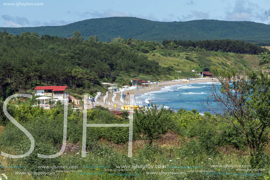 Panorama of coastline and beach of town of Ahtopol,  Burgas Region, Bulgaria