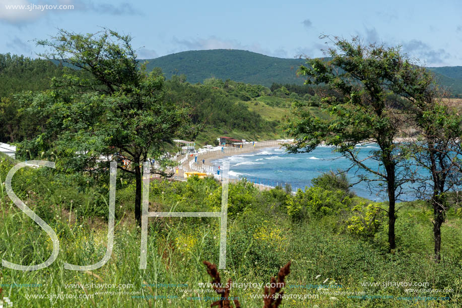 Panorama of coastline and beach of town of Ahtopol,  Burgas Region, Bulgaria