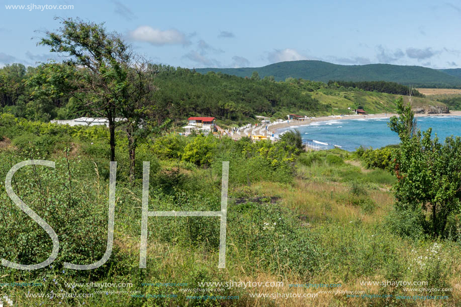 Panorama of coastline and beach of town of Ahtopol,  Burgas Region, Bulgaria