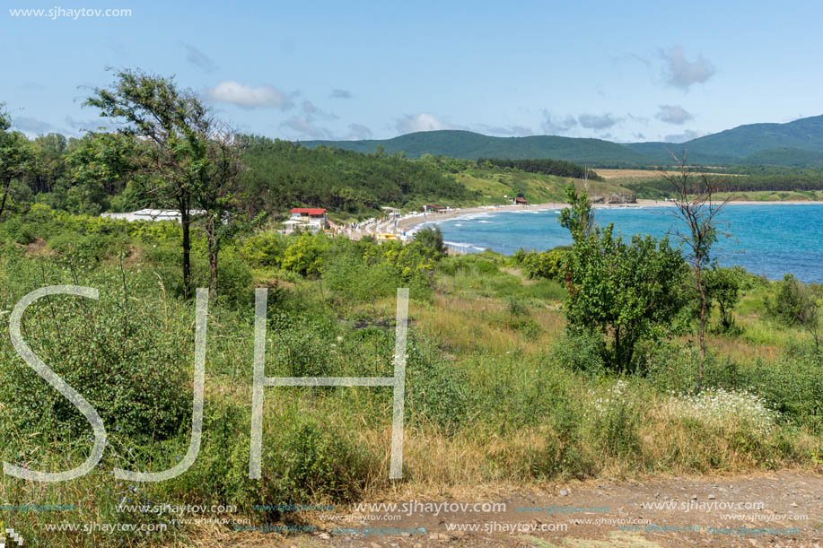 Panorama of coastline and beach of town of Ahtopol,  Burgas Region, Bulgaria