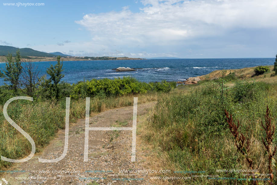 Panorama of coastline and beach of town of Ahtopol,  Burgas Region, Bulgaria