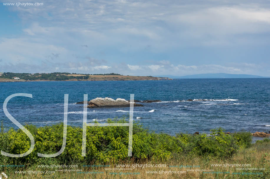 Panorama of coastline and beach of town of Ahtopol,  Burgas Region, Bulgaria