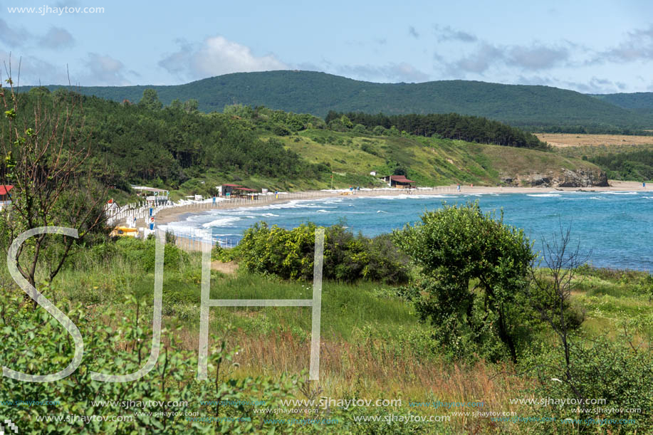 Panorama of coastline and beach of town of Ahtopol,  Burgas Region, Bulgaria