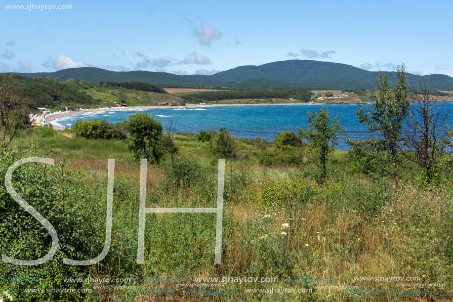 Panorama of coastline and beach of town of Ahtopol,  Burgas Region, Bulgaria