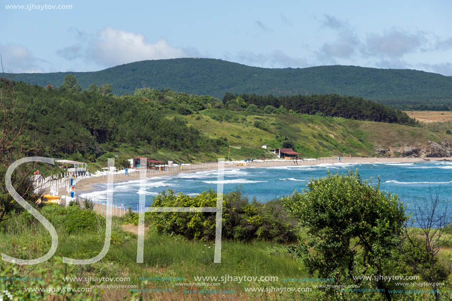 Panorama of coastline and beach of town of Ahtopol,  Burgas Region, Bulgaria