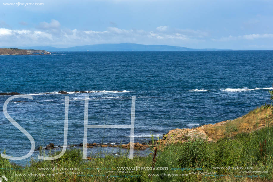 Panorama of coastline and beach of town of Ahtopol,  Burgas Region, Bulgaria