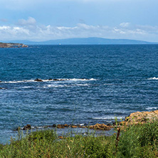 Panorama of coastline and beach of town of Ahtopol,  Burgas Region, Bulgaria