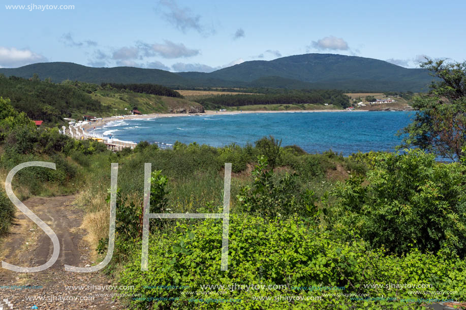 Panorama of coastline and beach of town of Ahtopol,  Burgas Region, Bulgaria