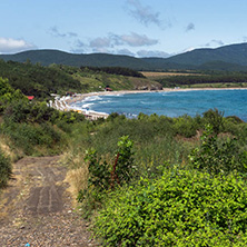 Panorama of coastline and beach of town of Ahtopol,  Burgas Region, Bulgaria