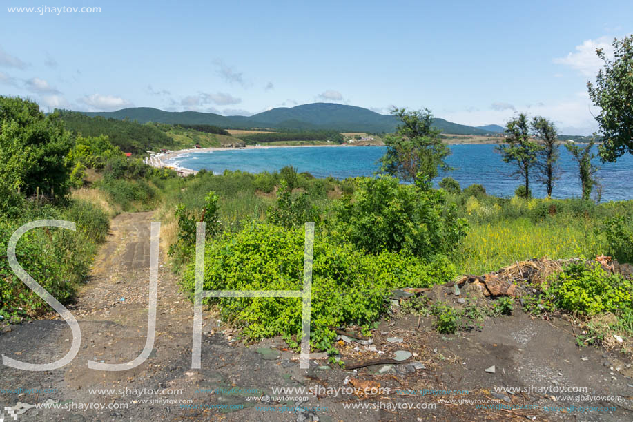 Panorama of coastline and beach of town of Ahtopol,  Burgas Region, Bulgaria