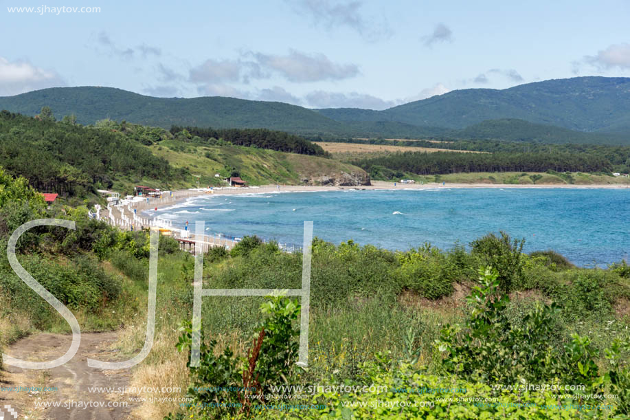 Panorama of coastline and beach of town of Ahtopol,  Burgas Region, Bulgaria