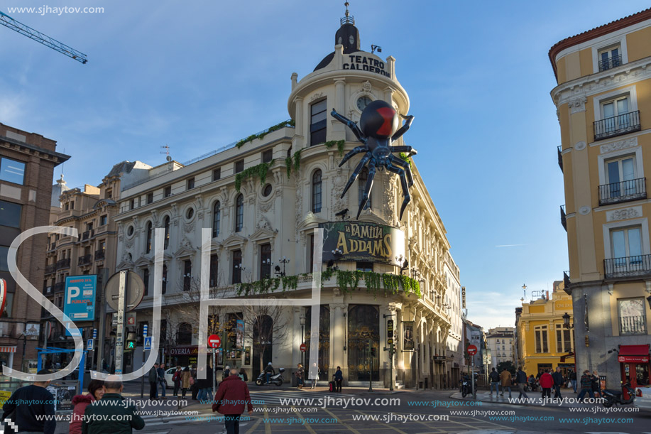 MADRID, SPAIN - JANUARY 23, 2018: Facade of Teatro Calderon in City of Madrid, Spain