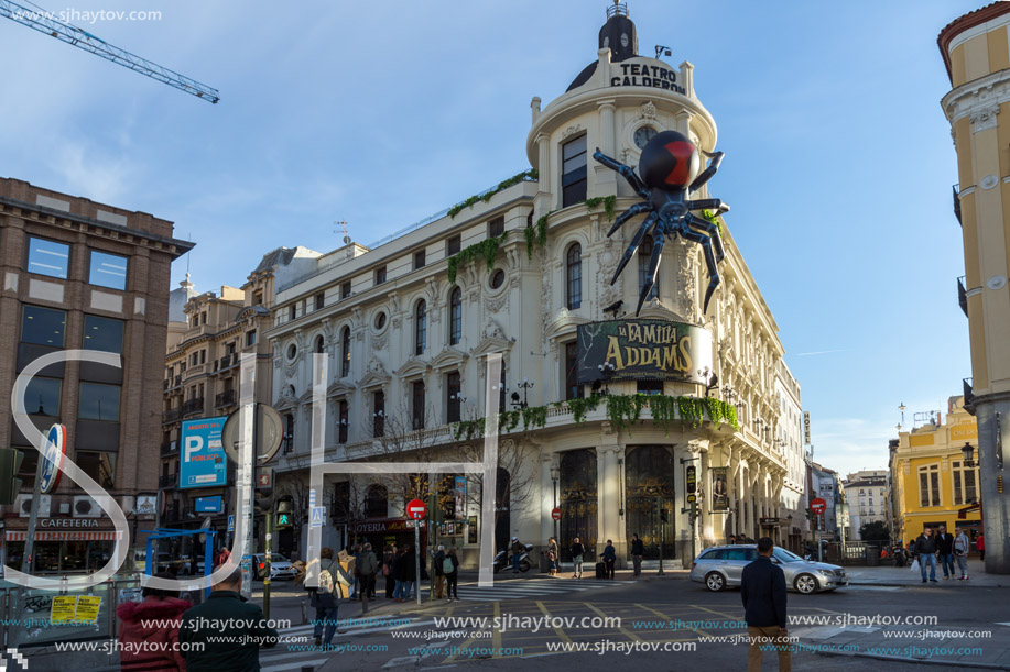 MADRID, SPAIN - JANUARY 23, 2018: Facade of Teatro Calderon in City of Madrid, Spain