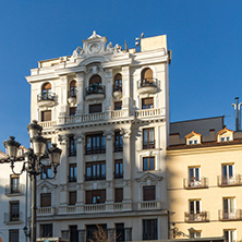 MADRID, SPAIN - JANUARY 23, 2018: Sunset view of Plaza Santa Ana in City of Madrid, Spain