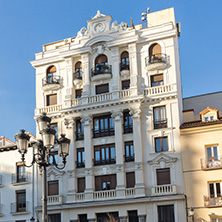 MADRID, SPAIN - JANUARY 23, 2018: Sunset view of Plaza Santa Ana in City of Madrid, Spain