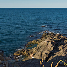 SOZOPOL, BULGARIA - JULY 16, 2016: Rocks at coastline of town of Sozopol,  Burgas Region, Bulgaria