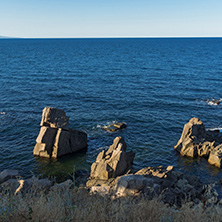 SOZOPOL, BULGARIA - JULY 16, 2016: Rocks at coastline of town of Sozopol,  Burgas Region, Bulgaria