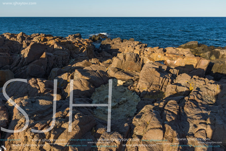 SOZOPOL, BULGARIA - JULY 16, 2016: Rocks at coastline of town of Sozopol,  Burgas Region, Bulgaria