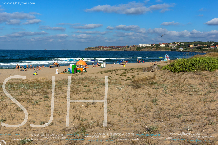 SOZOPOL, BULGARIA - JULY 13, 2016: Panoramic view of Harmanite Beach in Sozopol, Burgas Region, Bulgaria