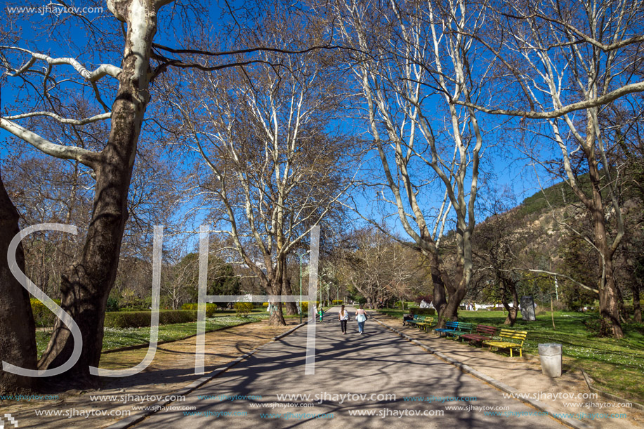 SANDANSKI, BULGARIA - APRIL 4, 2018: Spring view of Park St. Vrach in town of Sandanski, Bulgaria