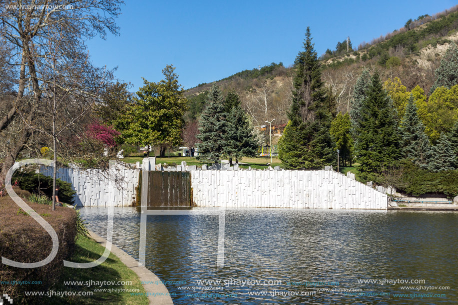 SANDANSKI, BULGARIA - APRIL 4, 2018: Spring view of lake in park St. Vrach in town of Sandanski, Bulgaria