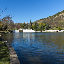SANDANSKI, BULGARIA - APRIL 4, 2018: Spring view of lake in park St. Vrach in town of Sandanski, Bulgaria