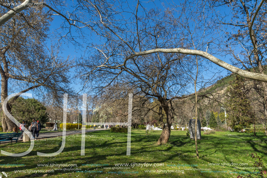 SANDANSKI, BULGARIA - APRIL 4, 2018: Spring view of Park St. Vrach in town of Sandanski, Bulgaria