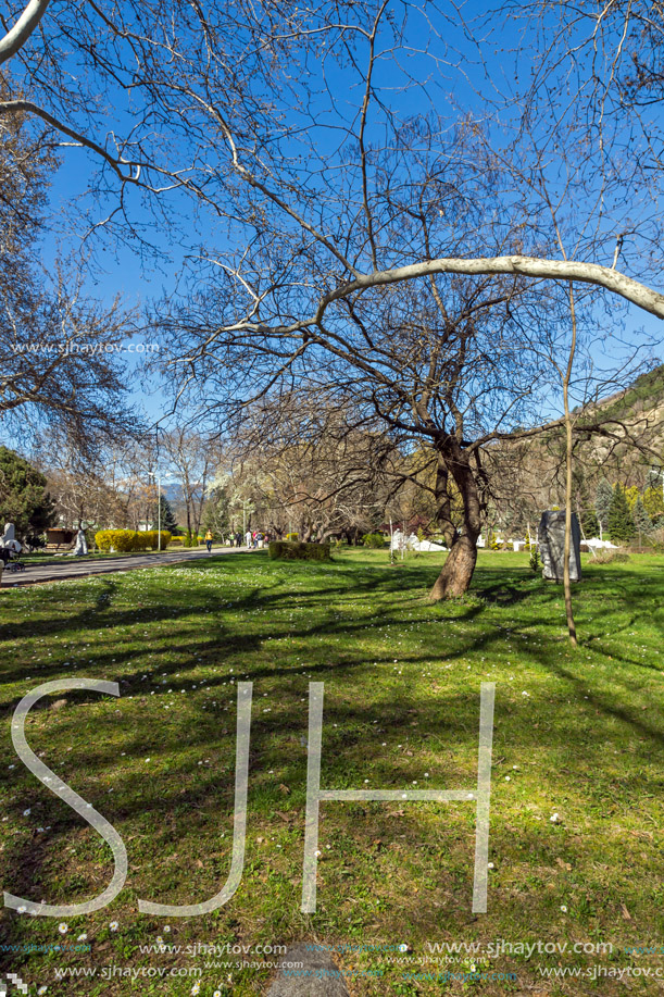 SANDANSKI, BULGARIA - APRIL 4, 2018: Spring view of Park St. Vrach in town of Sandanski, Bulgaria