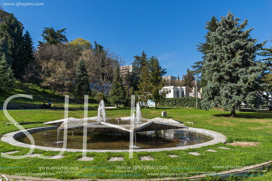 SANDANSKI, BULGARIA - APRIL 4, 2018: Spring view of Park St. Vrach in town of Sandanski, Bulgaria