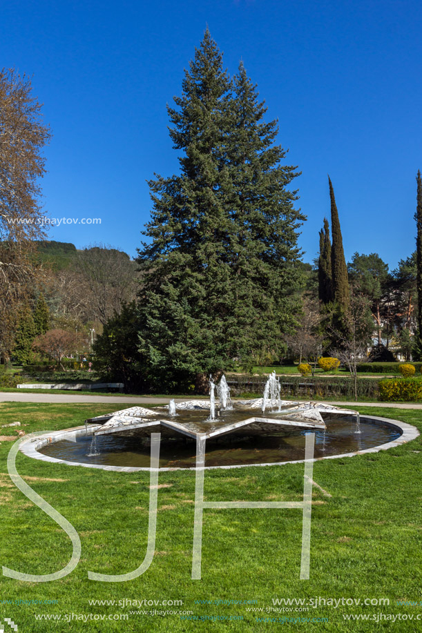 SANDANSKI, BULGARIA - APRIL 4, 2018: Spring view of lake in park St. Vrach in town of Sandanski, Bulgaria