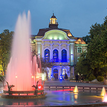 PLOVDIV, BULGARIA - APRIL 29, 2017:   Night photo of City Hall in Plovdiv, Bulgaria