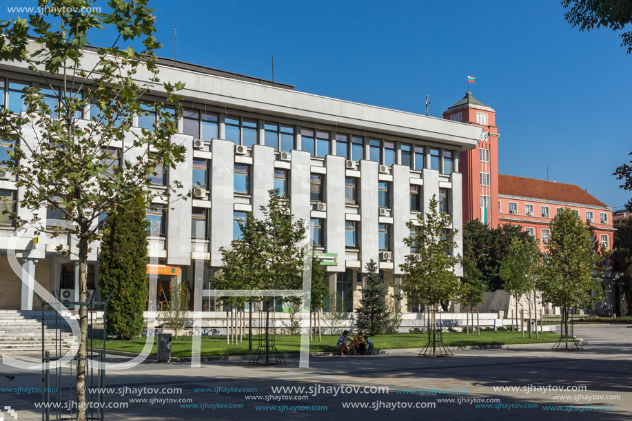 PLEVEN, BULGARIA - SEPTEMBER 20, 2015:  Central street in city of Pleven, Bulgaria