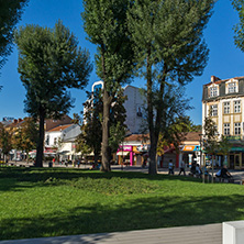 PLEVEN, BULGARIA - SEPTEMBER 20, 2015:  Central street in city of Pleven, Bulgaria