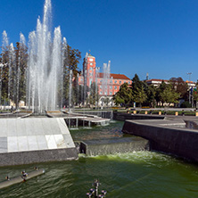 PLEVEN, BULGARIA - SEPTEMBER 20, 2015: Fountain in center of city of Pleven, Bulgaria