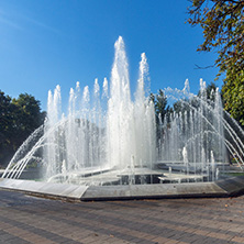 PLEVEN, BULGARIA - SEPTEMBER 20, 2015:  Fountain in center of city of Pleven, Bulgaria