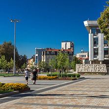 PLEVEN, BULGARIA - SEPTEMBER 20, 2015:  Central street in city of Pleven, Bulgaria