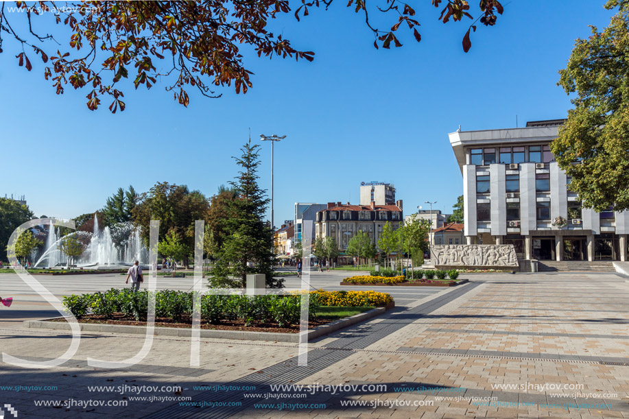 PLEVEN, BULGARIA - SEPTEMBER 20, 2015:  Central street in city of Pleven, Bulgaria