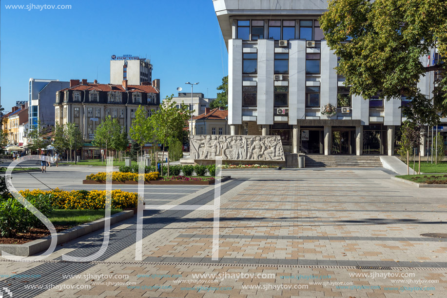 PLEVEN, BULGARIA - SEPTEMBER 20, 2015:  Central street in city of Pleven, Bulgaria