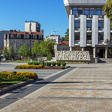 PLEVEN, BULGARIA - SEPTEMBER 20, 2015:  Central street in city of Pleven, Bulgaria