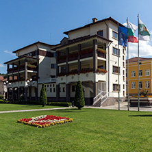TRYAVNA, BULGARIA - JULY 6, 2018: Town Hall of historical town of Tryavna, Gabrovo region, Bulgaria
