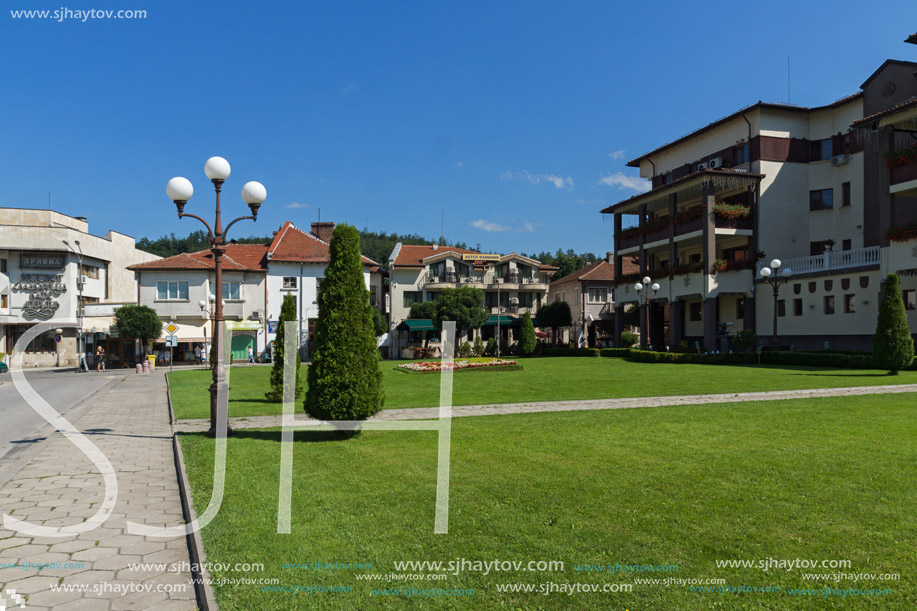 TRYAVNA, BULGARIA - JULY 6, 2018: Center of historical town of Tryavna, Gabrovo region, Bulgaria