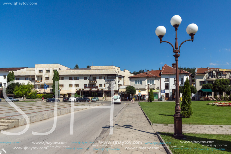 TRYAVNA, BULGARIA - JULY 6, 2018: Center of historical town of Tryavna, Gabrovo region, Bulgaria